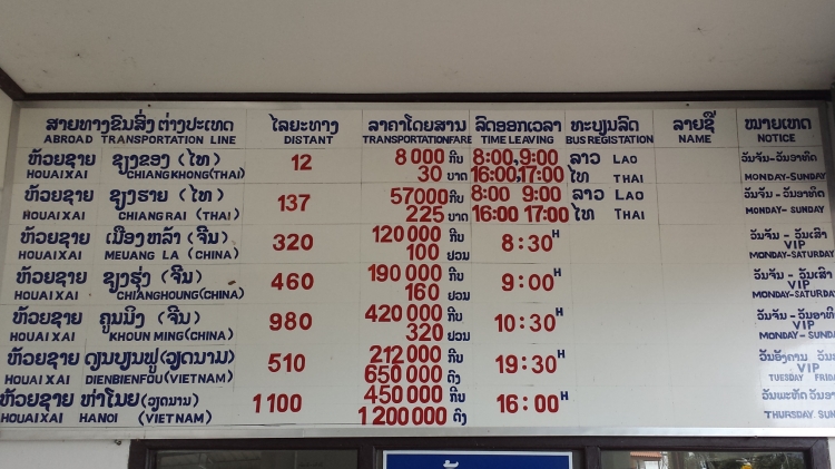 The international bus timetable